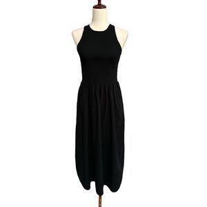 Madewell The Melody Smocked Midi Dress in True Black